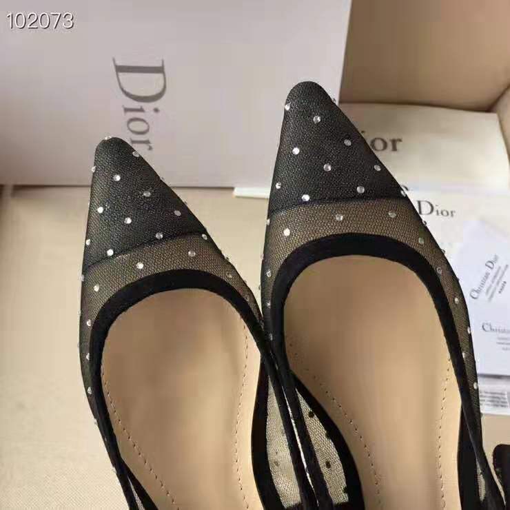 Dior Women "J'Adior" Ballet Pump Gold-Tone Dotted Swiss 10mm Heel - Image 7