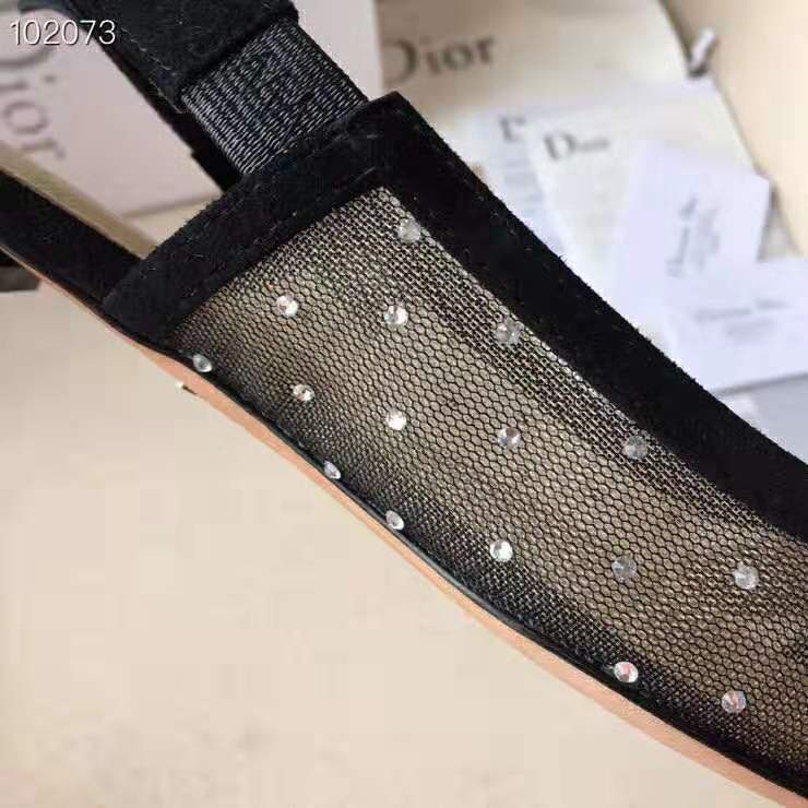 Dior Women "J'Adior" Ballet Pump Gold-Tone Dotted Swiss 10mm Heel - Image 9