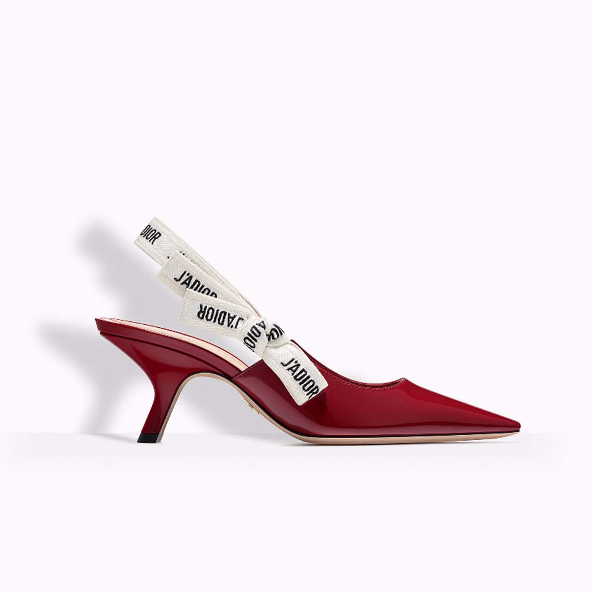 Dior Women Sling-Back Patent Leather with J'Adior Ribbon 6.5cm Shoes-Red