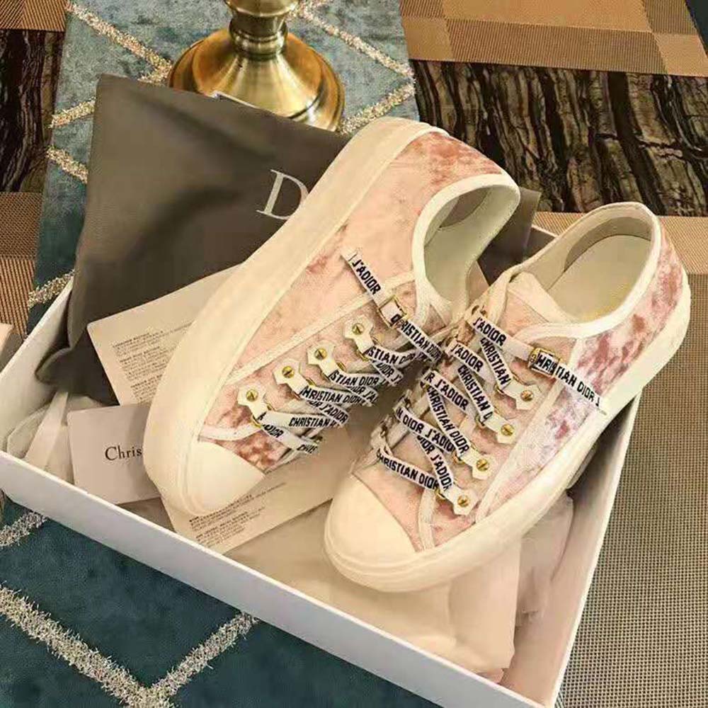 Dior Women Walk'N'Dior Velvet Sneaker Nude "Christian Dior J’dior" Laces - Image 5