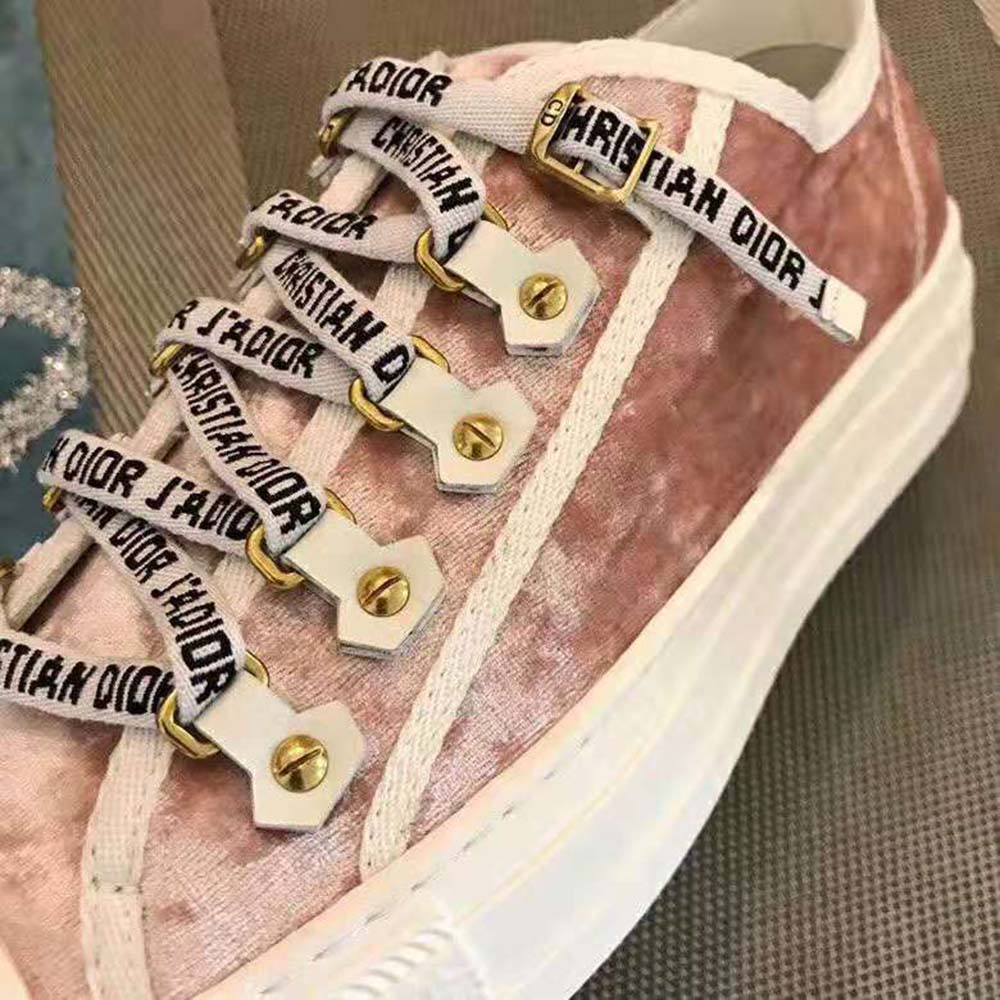 Dior Women Walk'N'Dior Velvet Sneaker Nude "Christian Dior J’dior" Laces - Image 8