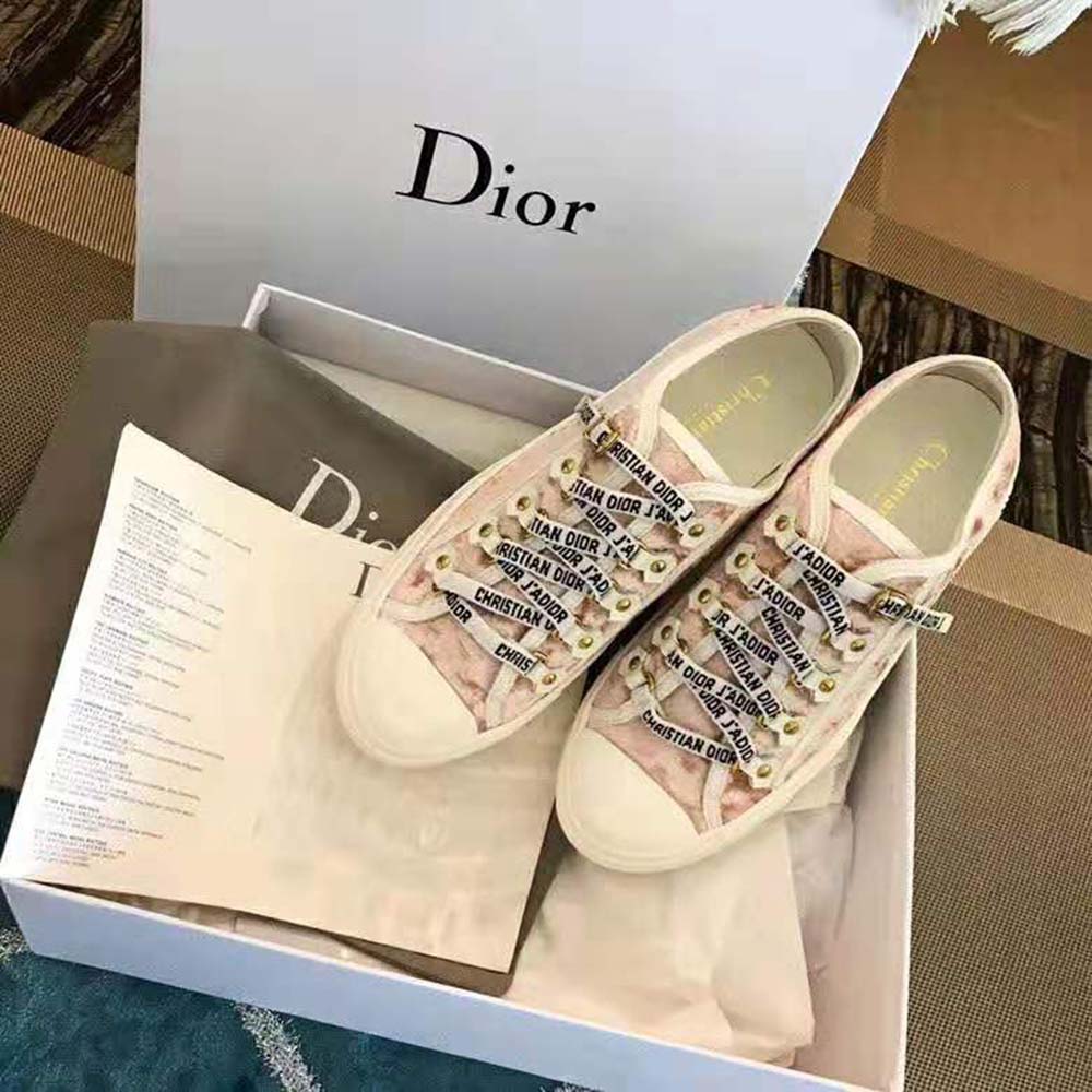 Dior Women Walk'N'Dior Velvet Sneaker Nude "Christian Dior J’dior" Laces - Image 6