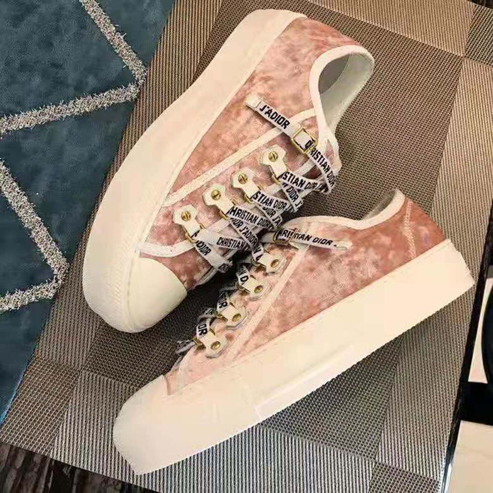 Dior Women Walk'N'Dior Velvet Sneaker Nude "Christian Dior J’dior" Laces - Image 4