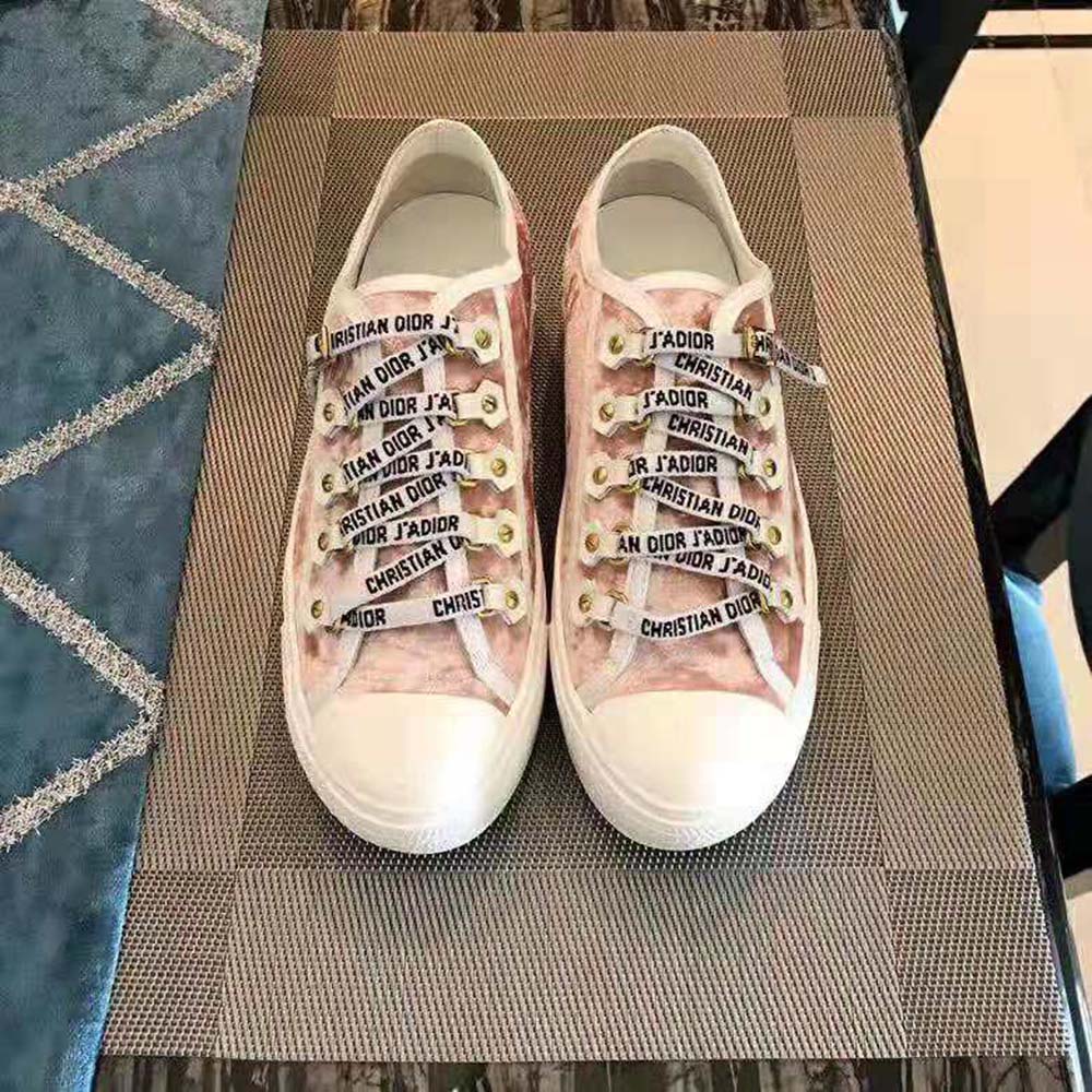 Dior Women Walk'N'Dior Velvet Sneaker Nude "Christian Dior J’dior" Laces - Image 3