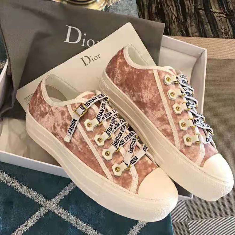 Dior Women Walk'N'Dior Velvet Sneaker Nude "Christian Dior J’dior" Laces - Image 2
