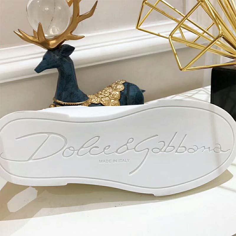 Dolce Gabbana D&G Women Shoes Leather Sneakers with Logo Bead-White - Image 7