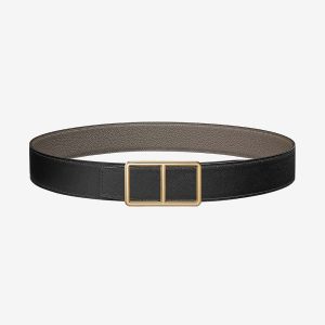 Hermes Men Officier Belt Buckle & Reversible Leather Strap 38 mm-Black