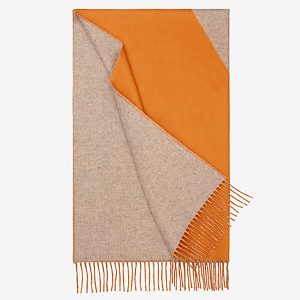 Hermes Women Casaque II Stole Double-faced Cashmere Scarf-Orange