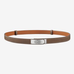 Hermes Women Kelly Belt in Calfskin Leather-Silver