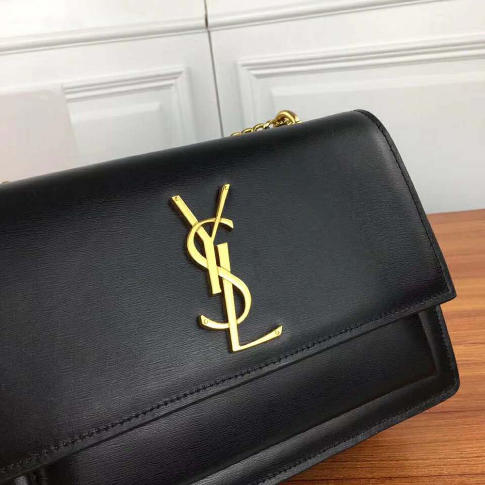 Saint Laurent YSL Women Sunset Medium in Smooth Leather-Black - Image 4