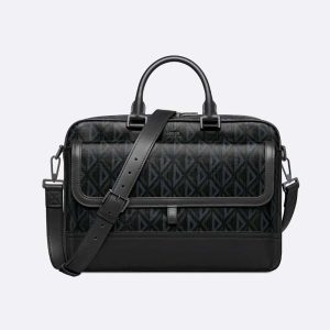 Dior Men Hit the Road Briefcase Black CD Diamond Canvas and Smooth Calfskin
