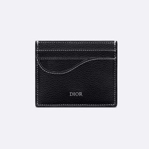 Dior Men Saddle Card Holder Black Grained Calfskin
