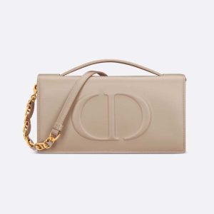 Dior Women CD Signature Mini Bag Powder Beige Calfskin with Embossed CD Signature