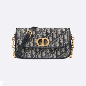 Dior Women 30 Montaigne Avenue Bag Blue Dior Oblique Jacquard
