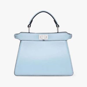 Fendi Women Peekaboo ISeeU Petite Light Blue Padded Nappa Leather Bag