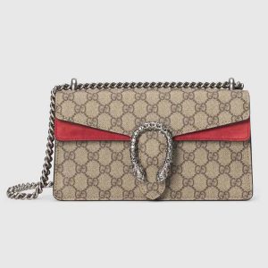 Gucci GG Women Dionysus GG Small Shoulder Bag Beige Ebony GG Supreme Canvas