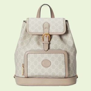 Gucci Unisex Backpack Interlocking G Beige White GG Supreme Canvas 674147