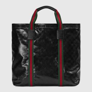Gucci Unisex GG Crystal Medium Tote Bag Black GG Crystal Canvas Leather 763287