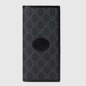 Gucci Unisex GG Long Wallet Interlocking G Black GG Supreme Canvas