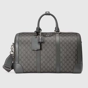 Gucci Unisex GG Savoy Small Duffle Bag Grey Black GG Supreme Canvas 724642
