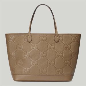 Gucci Unisex Jumbo GG Large Tote Bag Taupe Jumbo GG Leather 726755