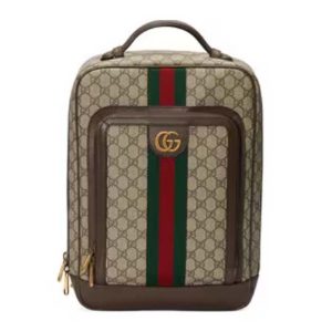 Gucci Unisex Ophidia GG Medium Backpack Beige Ebony GG Supreme Canvas Double G 745718