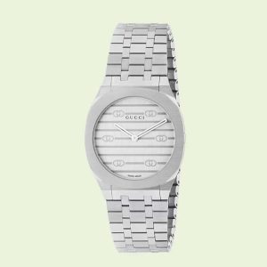 Gucci Women 25H Watch Quartz Movement 30 mm in Stainless Steel YA163501