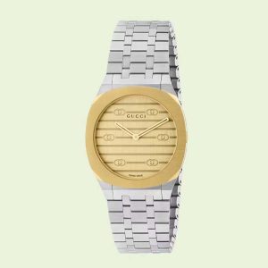 Gucci Women 25H Watch Quartz Movement 30 mm in Stainless Steel YA163502