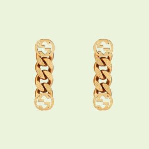 Gucci Women Earrings with Interlocking G in Yellow Gold-Toned Metal