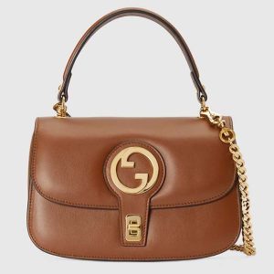 Gucci Women GG Blondie Small Top Handle Bag Cuir Leather Round Interlocking G 735101