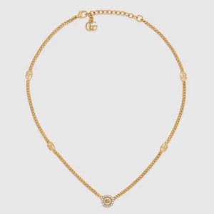 Gucci Women GG Marmont Double G Flower Necklace