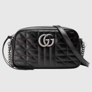 Gucci Women GG Marmont Small Shoulder Bag Black Matelassé 447632