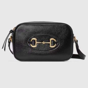 Gucci Women Gucci Horsebit 1955 Small Shoulder Bag Black Leather Zip Closure 760196