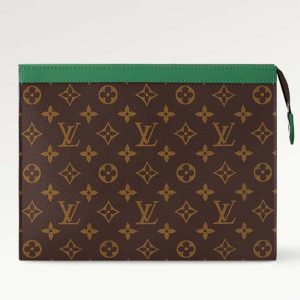 Louis Vuitton LV Unisex Pochette Voyage MM Green Monogram Macassar Coated Canvas Cowhide-Leather