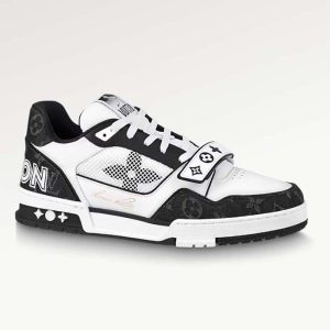 Louis Vuitton LV Unisex Trainer Sneaker Black Monogram Denim Rubber Outsole Monogram Flowers
