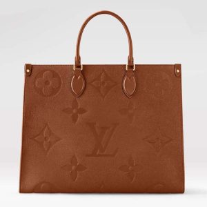 Louis Vuitton LV Women OnTheGO GM Tote Bag Brown Monogram Embossed Leather M46134