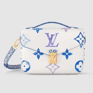 Louis Vuitton LV Women Pochette Métis MM Blue Monogram Coated Canvas M23055