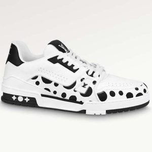 Louis Vuitton Unisex LV Trainer Sneaker Black Calf Leather Rubber Outsole Monogram Flowers