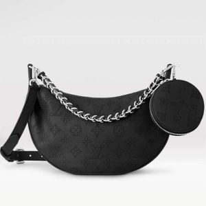 Louis Vuitton Women LV Baia PM Black Perforated Mahina Calfskin Round Coin Purse M22819