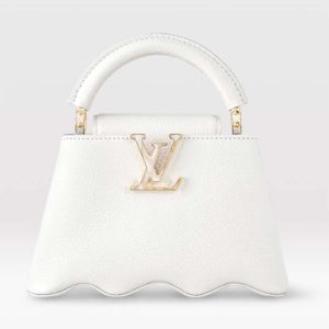 Louis Vuitton Women LV Capucines Mini Handbag Snow White Taurillon Leather Cowhide M22121