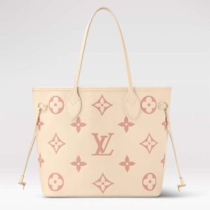 Louis Vuitton Women LV Neverfull MM Tote Pink Embossed Supple Grained Cowhide Leather M21579