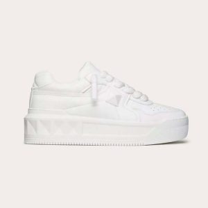 Valentino Unisex One Stud XL Sneaker in Nappa Leather-White WS0FQ4XTM_0BO