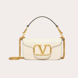 Valentino Women Locò Small Shoulder Bag in Calfskin-White 1W2B0K53ZXL