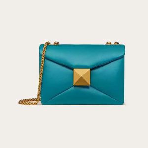 Valentino Women One Stud Nappa Bag with Chain-Blue XW0B0K21HHXPVE