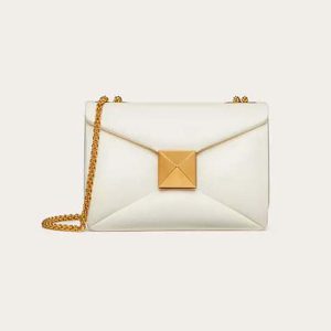 Valentino Women One Stud Nappa Bag with Chain-White 1W2B0K21HHX09