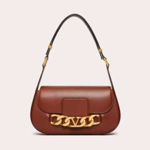 Valentino Women Vlogo Chain Shoulder Bag in Calfskin-Brown 1W2B0K80ZHF