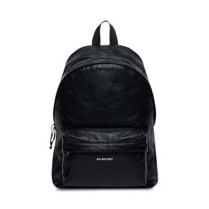 Balenciaga Men Explorer Backpack in Black Arena Lambskin
