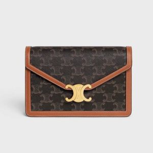 Celine Women Wallet on Chain Margo in Triomphe Canvas and Calfskin