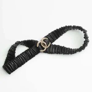 Chanel CC Women Belt Lambskin Gold-Tone Metal Strass Black