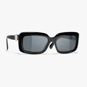 Chanel Unisex Rectangle Sunglasses-Black A71590X08101S0114